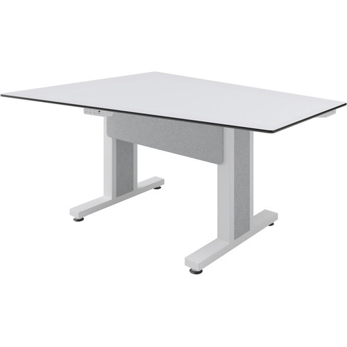 Middle Atlantic Forum Table Desk - Designer White Rectangle Top - Powder Coated, White Base - 87.3" (2218.44 mm) Table Top Width x mm) (Fleet Network)