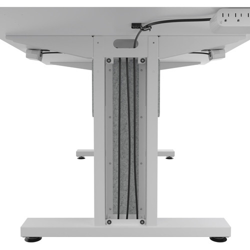 Middle Atlantic Forum Table Desk - Designer White Rectangle Top - Powder Coated, White Base - 87.3" (2218.44 mm) Table Top Width x mm) (TBL-ARC-3P-SH-WW)