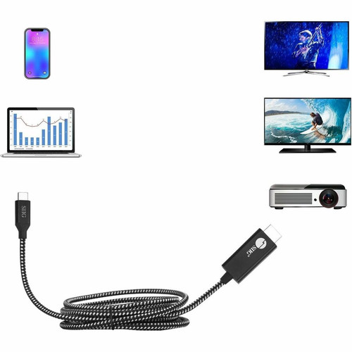SIIG USB Type-C To HDMI Cable 6.6 Ft 2 M Adapter For Audio Video Devices Audio/Video HDMI/USB-C Device First End Male A/V X CB-TC0B12-S1