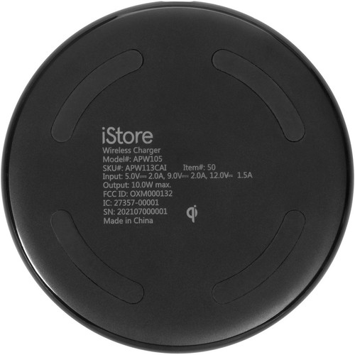 iStore Wireless Qi Charging Pad+ (10W) - 5 V AC, 9 V AC, 12 V AC Input - Short Circuit Protection, Overcharge Protection, Compact, LED (APW113CAI)