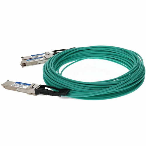 AddOn MSA and TAA Compliant 200G-AOC QSFP56 to 2xQSFP56 Active Optical Cable (850nm, MMF, 20m, LSZH) - 65.6 ft (20 m) Fiber Optic for (Q56-2Q56-200GB-AOC20)