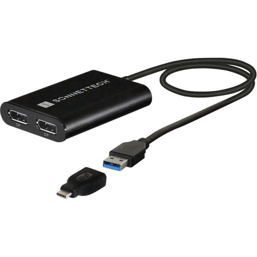Sonnet DisplayPort/USB Audio/Video Adapter - 1 x USB 3.2 (Gen 1) Type A - Male - 2 x DisplayPort 1.2 Digital Audio/Video - Female - x (Fleet Network)