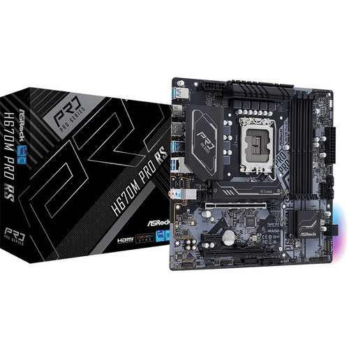 ASRock H670M Pro RS Desktop Motherboard - Intel H670 Chipset - Socket LGA-1700 - Intel Optane Memory Ready - Micro ATX - Pentium Gold, (Fleet Network)