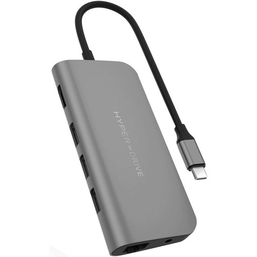 Hyper POWER 9-in-1 USB-C Hub - Memory Card Reader - microSD, SD - 60 W - USB Type C - 4K - 3840 x 2160 - 3 x USB Type-A Ports - USB - (Fleet Network)