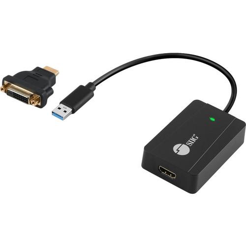 SIIG USB 3.0 To HDMI DVI Video Adapter Pro Powered Type A Female Audio/Video HDMI/DVI Digital Male Pin X JU-H30H11-S1