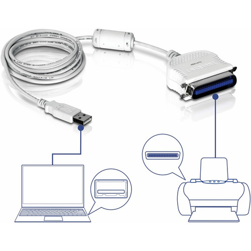 TRENDnet USB to Parallel 1284 Converter Cable, TU-P1284, USB 1.1/2.0/3.0, Windows 10/8.1/8/7, Mac OS X 10.6-10.9, 2 m (6.6 ft) Length, (TU-P1284)