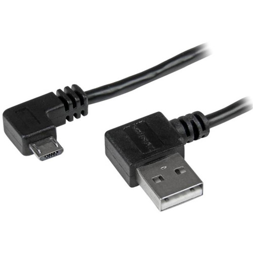 StarTech.com 2m 6 ft Micro-USB Cable with Right-Angled Connectors - M/M - USB A to Micro B Cable - 6.6 ft USB Data Transfer Cable for (Fleet Network)