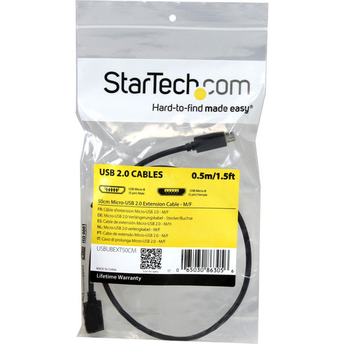 StarTechcom_05m_20in_Micro-USB_Extension_Cable_-_MF_-_Micro_USB_Male_to_Micro_USB_Female_Cable_-_16_ft_USB_Data_Transfer_Cable_for_USBUBEXT50CM