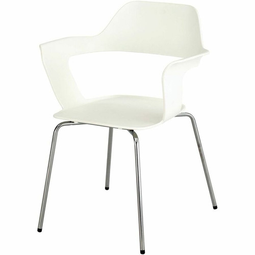 Safco Bandi Shell Stack Chair - Set of 2, White - Polypropylene Seat Material - Polypropylene, Plastic Back Material - Silver Frame - (Fleet Network)