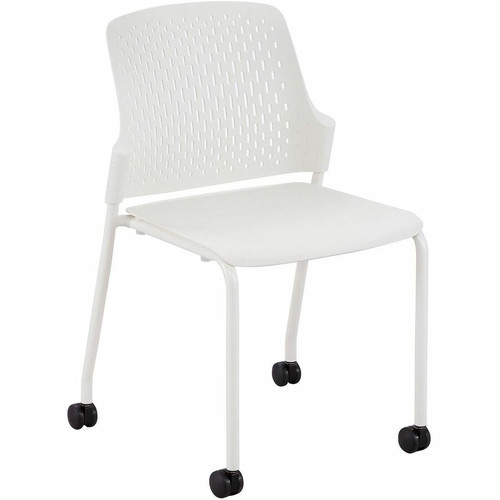 Safco Next Stackable Chairs with Casters, White, Pack of 4 - White Seat Color - Polypropylene Seat Material - White Back Color - Back (Fleet Network)