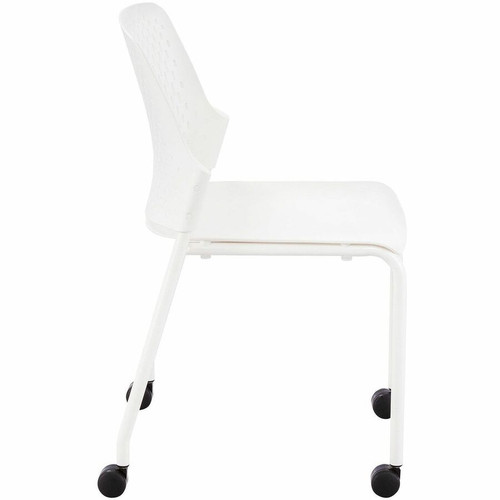 Safco Next Stackable Chairs with Casters, White, Pack of 4 - White Seat Color - Polypropylene Seat Material - White Back Color - Back (Fleet Network)