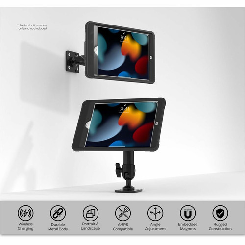 CTA Digital Vehicle Dash Mount Kit with Wireless Inductive Charging Case - 75 x 75, 100 x 100 - VESA Mount Compatible - Rugged - (AUT-VDMICC)