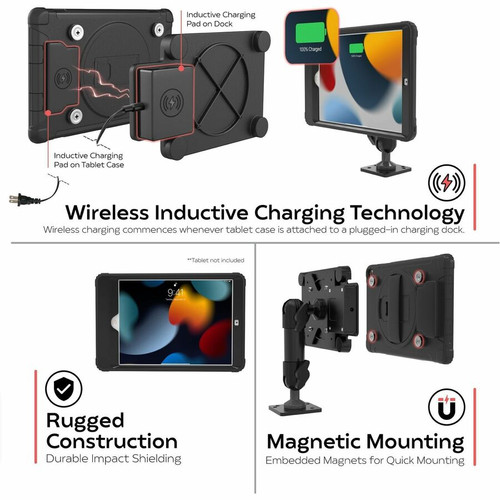 CTA Digital Vehicle Dash Mount Kit with Wireless Inductive Charging Case - 75 x 75, 100 x 100 - VESA Mount Compatible - Rugged - (AUT-VDMICC)