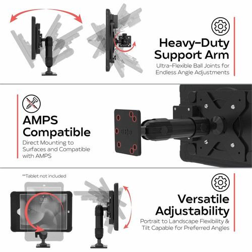 CTA Digital Vehicle Dash Mount Kit with Wireless Inductive Charging Case - 75 x 75, 100 x 100 - VESA Mount Compatible - Rugged - (AUT-VDMICC)