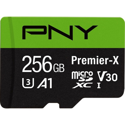 PNY Premier-X 256 GB Class 10/UHS-I (U3) V30 microSDXC - 100 MB/s Read - Lifetime Warranty (Fleet Network)
