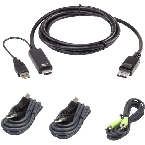 ATEN 1.8M USB Universal Secure KVM Cable Kit - 5.9 ft KVM Cable for Server, Computer, Keyboard/Mouse, Speaker, KM Switch - First End: (Fleet Network)