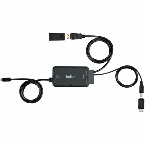 Belkin TAA KVM Dock USB-C to (1) DP/USB-B Cables w/ RJ45 and Power - 6 ft (1.83 m), 3 ft (0.91 m) KVM Cable for USB Device, Notebook, (Fleet Network)