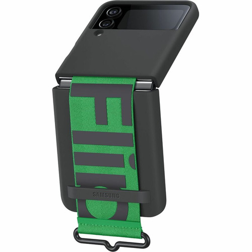 Samsung Galaxy Z Flip4 Silicone Cover with Strap - For Samsung Galaxy Z Flip4 Smartphone - Black - Silicone (Fleet Network)