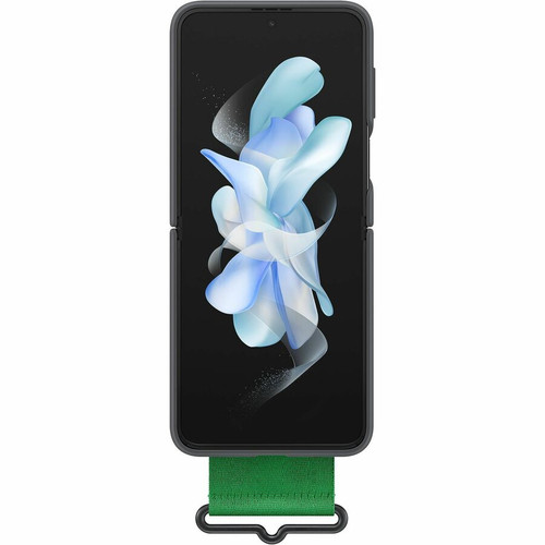 Samsung Galaxy Z Flip4 Silicone Cover with Strap - For Samsung Galaxy Z Flip4 Smartphone - Black - Silicone (EF-GF721TBEGCA)