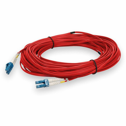 AddOn 15m LC to LC Red OS2 Duplex OFNR (Riser-Rated) SMF Fiber Patch Cable - 49.2 ft (15 m) Fiber Optic Network Cable for Network - 2 (Fleet Network)