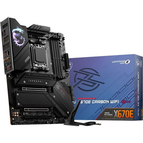 MSI MPG X670E CARBON WIFI Gaming Desktop Motherboard - AMD X670 Chipset - Socket AM5 - ATX - Ryzen 5, Ryzen 7, Ryzen 9 Processor - 128 (Fleet Network)