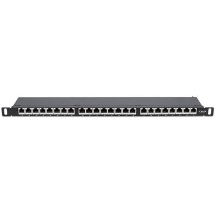 Intellinet Cat6a Shielded Patch Panel - 24 Port(s) - 24 x RJ-45 - Black - Desktop (720922)