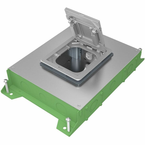 Wiremold RFBA 4-Gang Floor Box - On Grade - Floor Box - Gray, Green - Steel (Fleet Network)