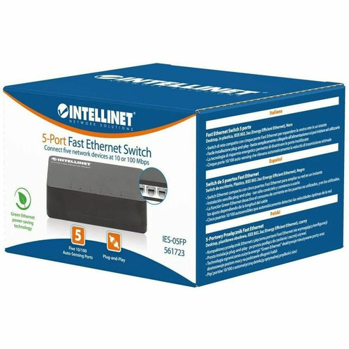 Intellinet 561723 5-Port Fast Ethernet Switch - Layer 2 - 10/100Base-T - Desktop Compact - Fanless