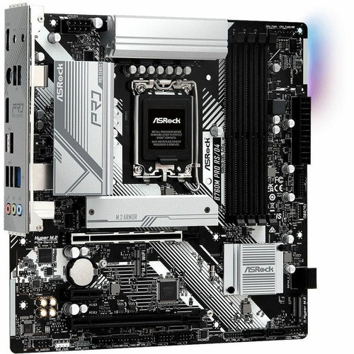 ASRock B760M Pro RS/D4 Gaming Desktop Motherboard - Intel B760 Chipset - Socket LGA-1700 - Micro ATX - Core Processor Supported - 128 (Fleet Network)