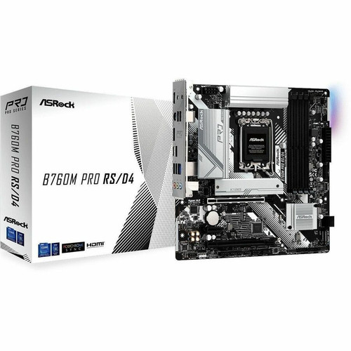 ASRock B760M PRO RS Micro ATX Motherboard Socket LGA 1700 Intel Chipset DDR4 Support For Core Processors And Expandable Memory RS/D4 B760M PRO RS/D4