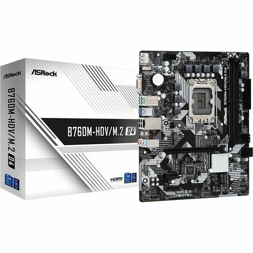 ASRock B760M HDV M.2 Micro ATX Motherboard Socket LGA 1700 Intel Chipset Compact Build Support For Core Processors And 64 GB Memory B760M-HDV/M.2 D4