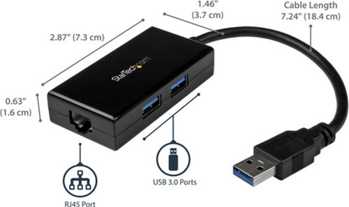 StarTechcom_2_Port_USB_30_Hub_with_Ethernet_-_USB_30_x_2_-_Gigabit_Ethernet_Network_Adapter_for_Windows__Mac__Chrome_-_Add_and_to_USB31000S2H