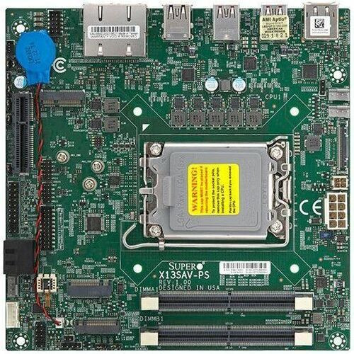 Supermicro X13SAV-PS Server Motherboard - Intel Chipset - Socket LGA-1700 - Mini ITX - Celeron, Core i7, Core i5, Core i3 Processor - (Fleet Network)