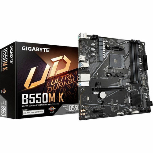 Gigabyte Ultra Durable B550M K Desktop Motherboard - AMD B550 Chipset - Socket AM4 - Micro ATX - Ryzen 5, Ryzen 3 Processor Supported (Fleet Network)