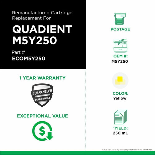 Compatible ECOM5Y250 ecoPost Remanufactured Yellow Ink Cartridge for Quadient/Rena M5Y250 - with Astro - Formax - FP Mailing Solutions - iJetColor