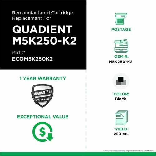 Compatible ECOM5K250K2 ecoPost Remanufactured Black Ink Cartridge for Quadient/Rena M5K250 - with Astro - Formax - FP Mailing Solutions - iJetColor