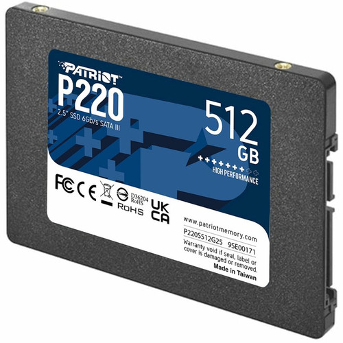 Patriot Memory P220 512 GB Solid State Drive - 2.5" Internal - SATA (SATA/600) - Storage System Device Supported - 240 TB TBW (P220S512G25)