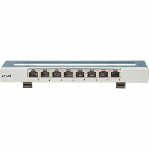 Tripp Lite series Cat6a STP Patch Panel, 8 Ports, DIN Rail or Wall Mount, TAA - 8 Port(s) - 8 x RJ-45 - Silver - DIN Rail Mountable, (Fleet Network)