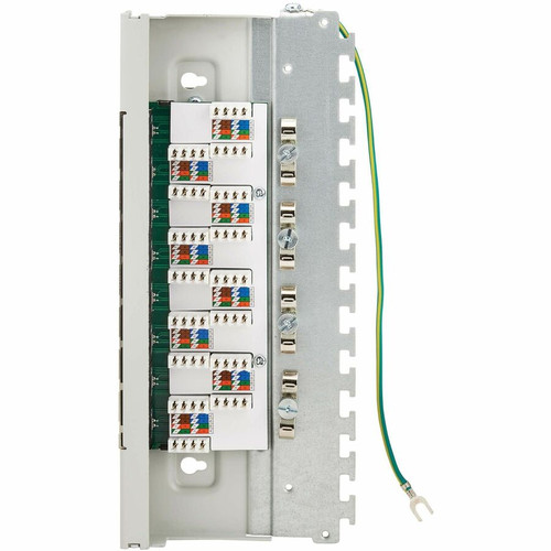 Tripp Lite series Cat6a STP Patch Panel, 8 Ports, DIN Rail or Wall Mount, TAA - 8 Port(s) - 8 x RJ-45 - Silver - DIN Rail Mountable, (N250-SH08-DIN6A)