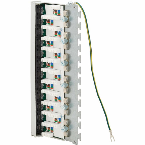 Tripp Lite series Cat6a STP Patch Panel, 12 Ports, DIN Rail or Wall Mount, TAA - 12 Port(s) - 12 x RJ-45 - Silver - DIN Rail Wall (N250-SH12-DIN6A)