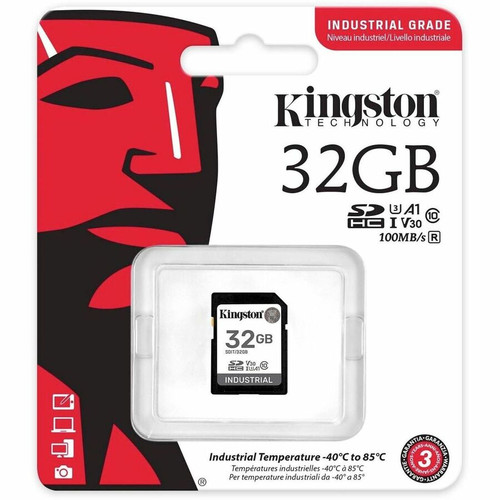 Kingston Industrial 32 GB Class 10/UHS-I (U3) V30 SDHC - 100 MB/s Read - 3 Year Warranty (SDIT/32GB)