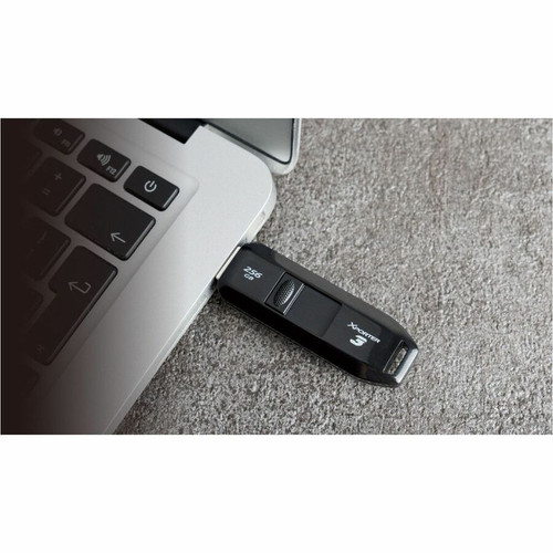 Patriot Memory Xporter 3 USB 3.2 GEN 1 Slider Type-A Flash Drive 256GB - 256 GB - USB 3.2 (Gen 1) Type A - 80 MB/s Read Speed - Black (PSF256GX3B3U)