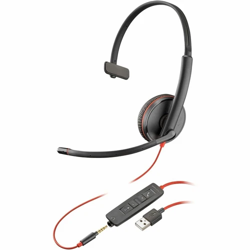 Poly Blackwire 3215 Monaural USB-A Headset TAA (Bulk Qty.50) - Mono - Mini-phone (3.5mm), USB Type A - Wired - 32 Ohm - Monaural - - (Fleet Network)