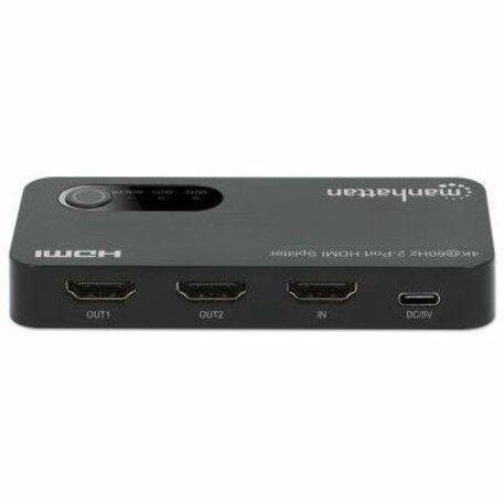 Manhattan 4K 60Hz 2-Port HDMI Splitter with Downscaling - 3840 x 2160 - Television, Projector, Monitor, Notebook, PC, A/V Receiver, - (207614)