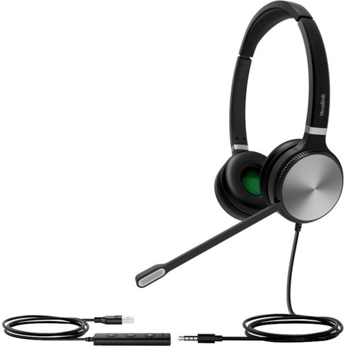 Yealink Dual UC Stereo Wired Headset With USB Type A And Mini Phone Connections Comfortable Over The Head Binaural Design 32 Ohm Professional 1308016
