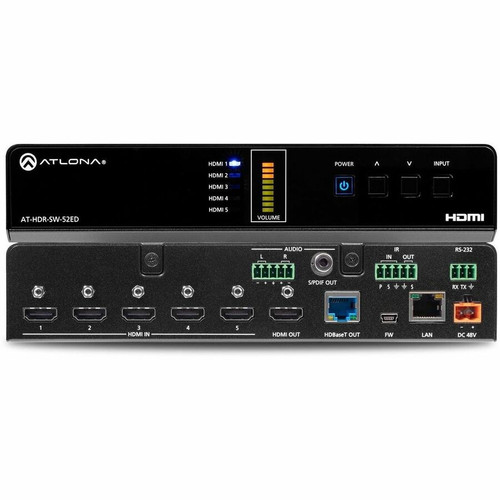 Atlona 4K HDR 5×2 HDMI Matrix Switcher with HDMI and HDBaseT Outputs - 4096 x 2160 - 4K UHD - 5 - Notebook, Display, Media Player, Box (Fleet Network)