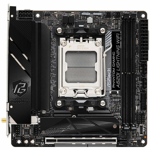 ASRock A620I LIGHTNING WIFI Gaming Desktop Motherboard - AMD A620 Chipset - Socket AM5 - Mini ITX - Ryzen 5, Ryzen 7, Ryzen 9 - 128 GB (Fleet Network)