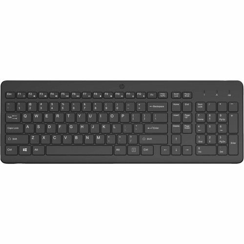 HP 225 Keyboard - Wireless Connectivity - RF - Full-size - 32.81 ft (10000 mm) - 2.40 GHz - Universal - Plunger Keyswitch - AAA Size - (805T1AA#ABA)