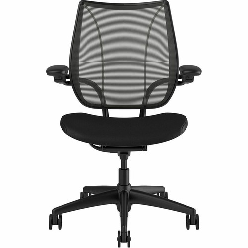 Humanscale Liberty Task - Obsidian Seat Color - Leather, Foam, Plastic Seat Material - Black Back Color - Pinstripe Mesh Back Material (Fleet Network)