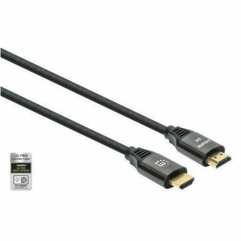 Manhattan 8K@60Hz Certified Ultra High Speed HDMI Cable with Ethernet - 7 ft (2.13 m) HDMI A/V Cable for Audio/Video Device, TV, PC, - (355940)